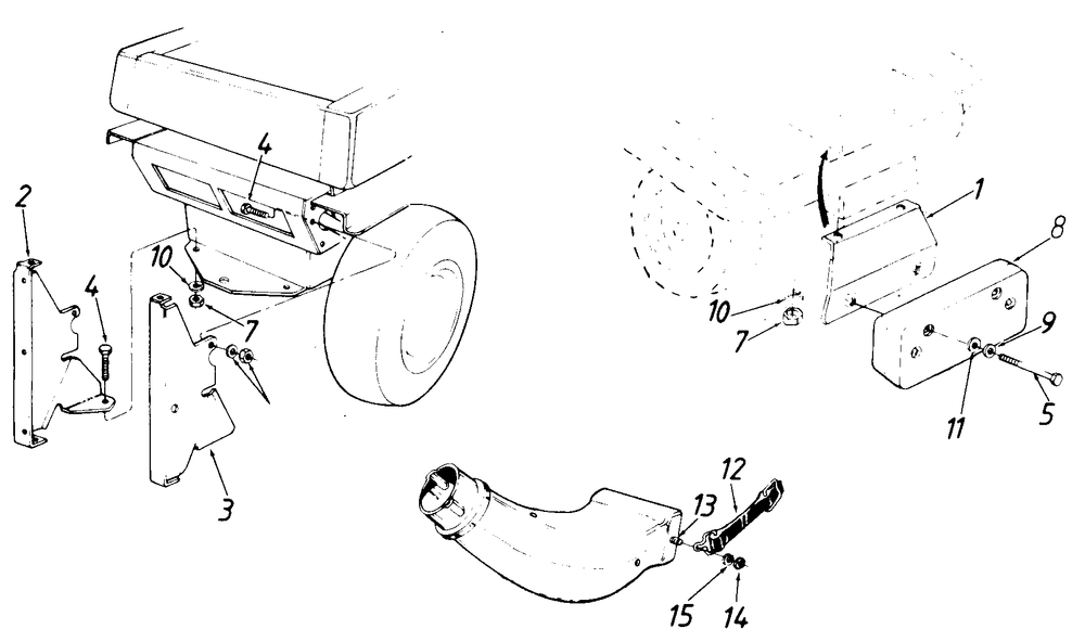Rear Bagger Mounting Kit Diagram and Parts List for 435 (190100)(1987) Cub Cadet Lawn Tractor Accessories